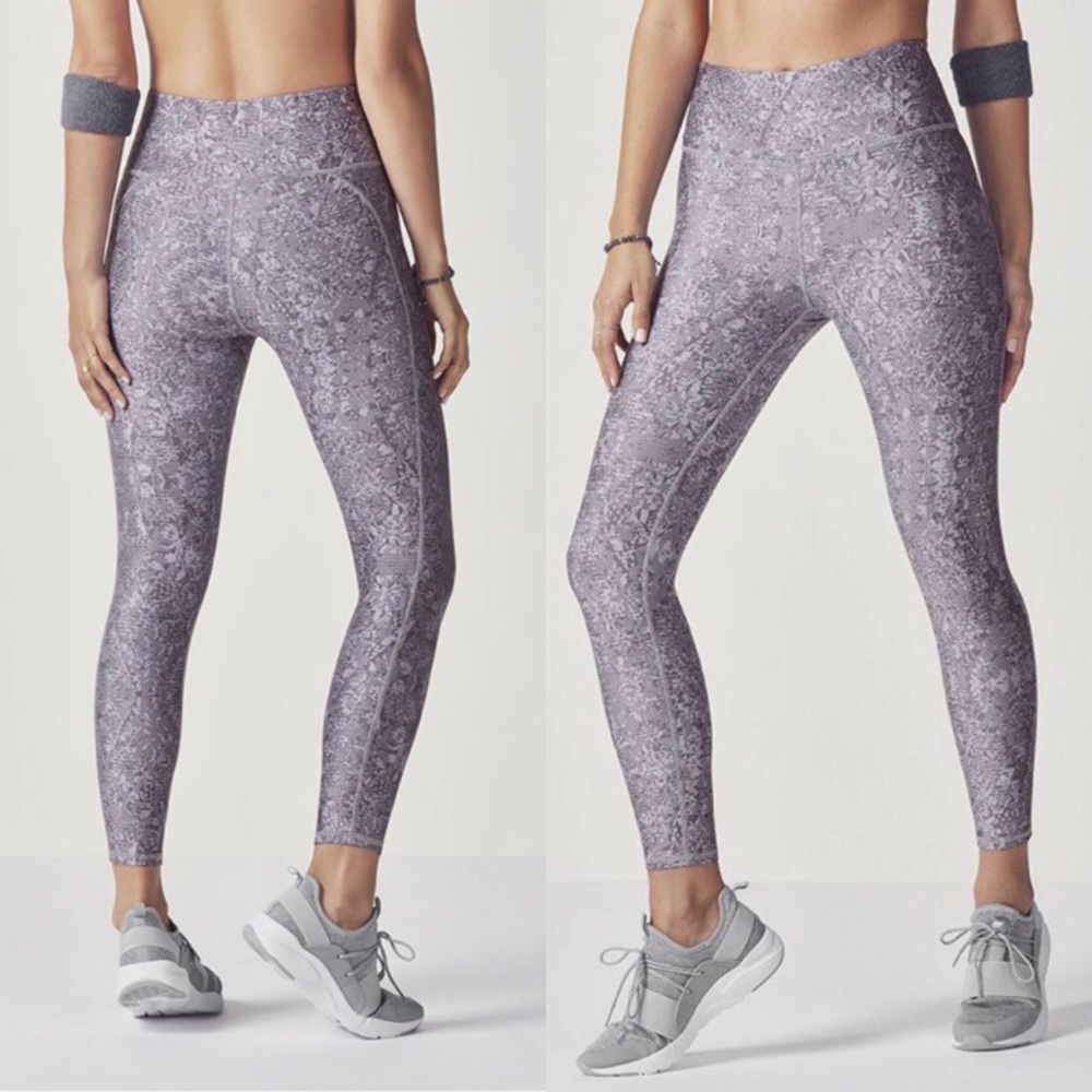 Fabletics Purple Floral Hi-Rise PowerHold Leggings